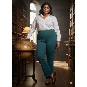 ZAC & RACHEL Deep Teal Flare Trousers XL Dark‎ Academia Siren Office Career Chic